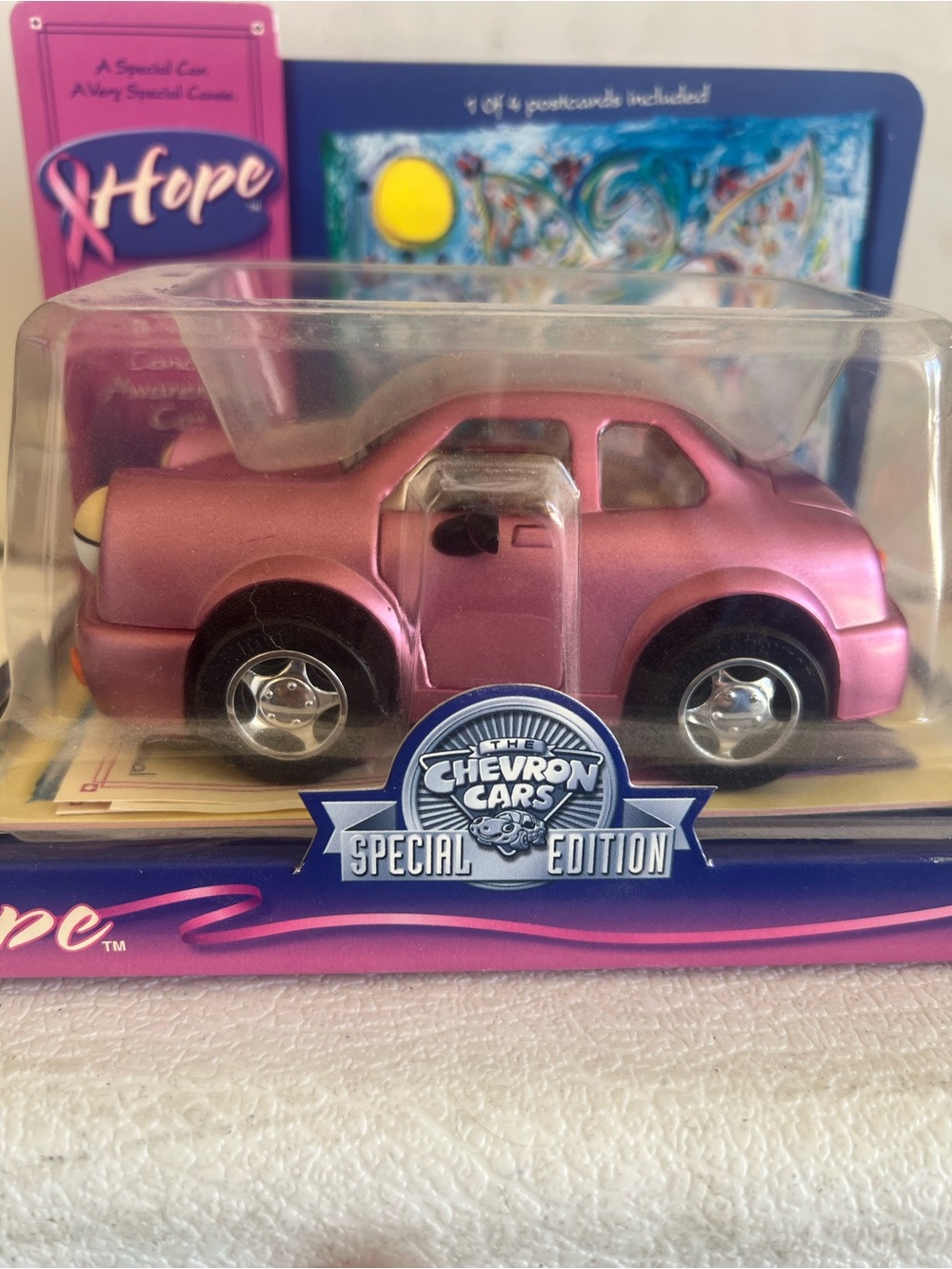 Vintage Chevron Car Hope Pink breast cancer awareness car 2001